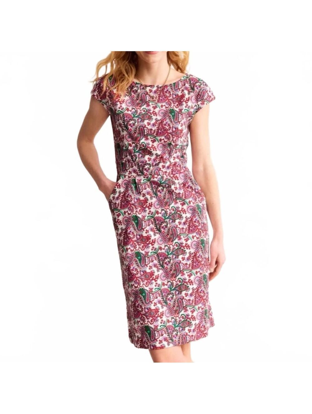Boden Florrie Paisley Print Sheath Dress Modest Teacher Smart Casual Tailored